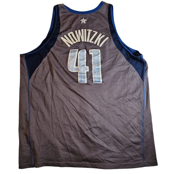 Dallas Mavericks Dirk‎ Nowitzki 41 Basketball Alt Jersey 5XL Grey Blue Nike NBA